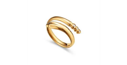 Bague Ouverte en Or avec Triple Diamant Minimaliste